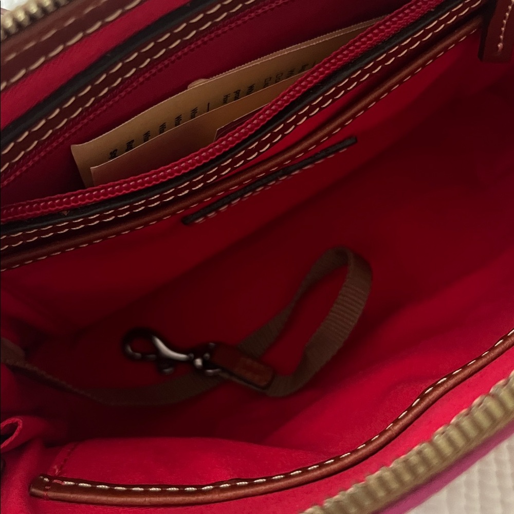 Dooney & Bourke Fuchsia and Brown Satchel - Picture 6 of 9